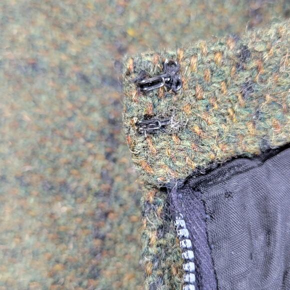 Vintage Womens Skirt Sage Green Wool Tweed Windowpane Check A-Line Career Work - Picture 4 of 12